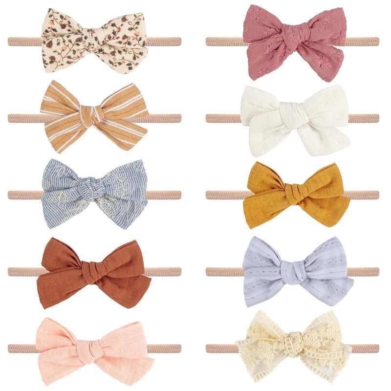 VISBL Baby Girl Headbands and Bows, Newborn Infant Toddler Nylon Hairbands Hair Accessories - Image 1
